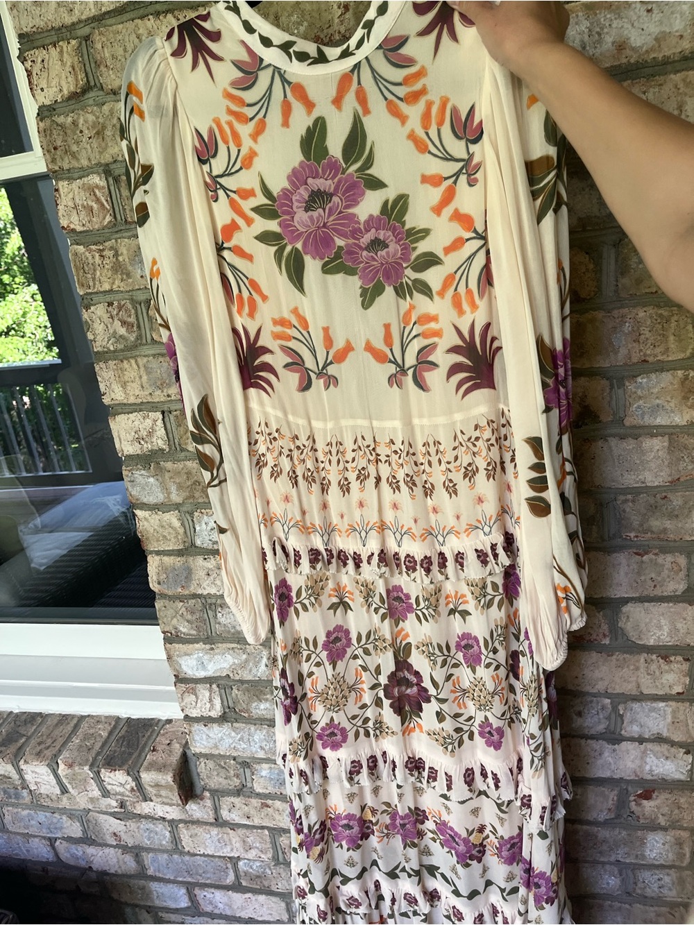 FARM Rio Cream Maxi Dress with Pink & Orange Floral Embroidery - Picture 8 of 8